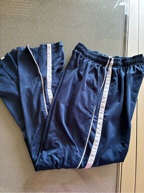 Navy Track Joggers with White Side Stripe